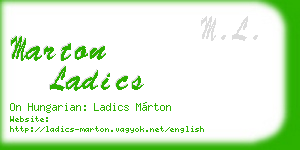 marton ladics business card